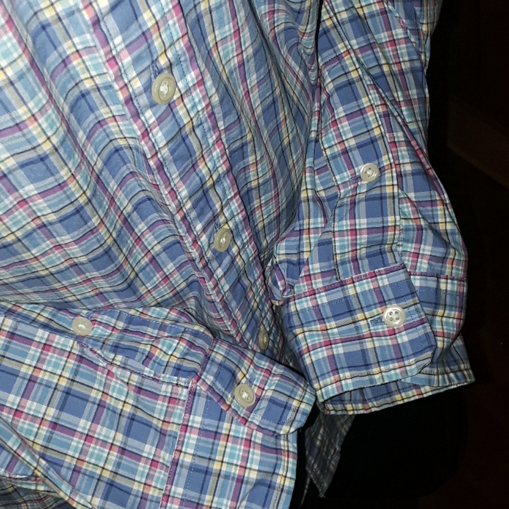Blue/purple plaid Ralph Lauren button up shirts - Picture 3 of 5
